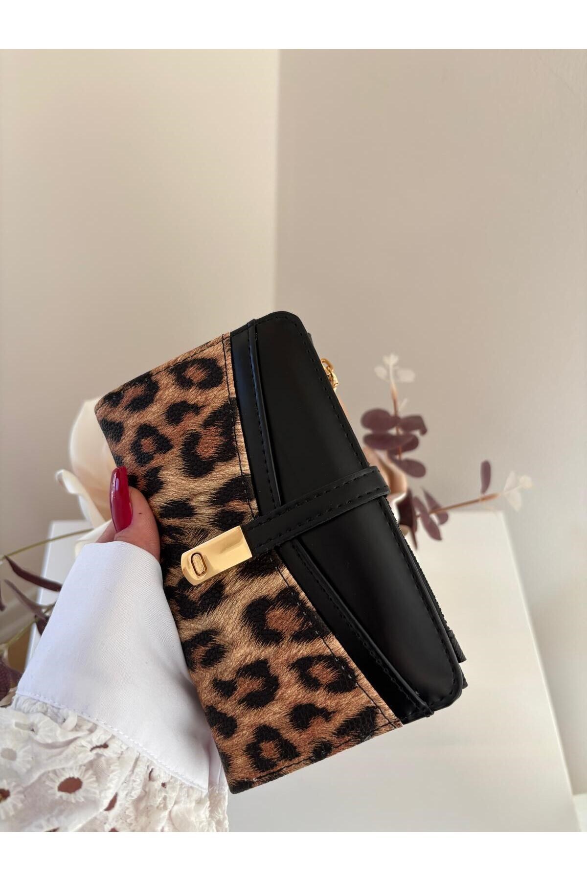 Women's Faux Leather Leopard Pattern Black Wallet