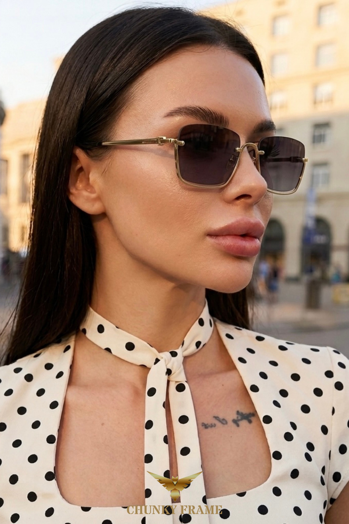 Chunky Frame Jewell Unisex Kare Ultra Hafif Uv400 Filtreli Siyah Güneş Gözlüğü görsel 3
