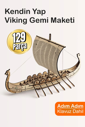eslazerkesim Kılavuzlu Viking Gemi Maketi – Ahşap Hobi Seti