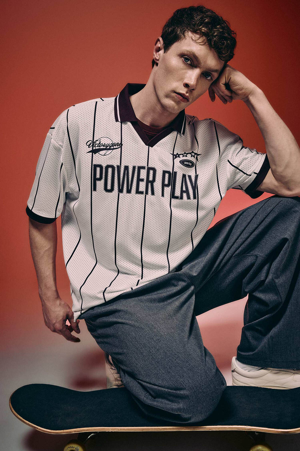Defacto Loose Fit Slogan Printed Polo T-Shirt G4269Ax26Sm
