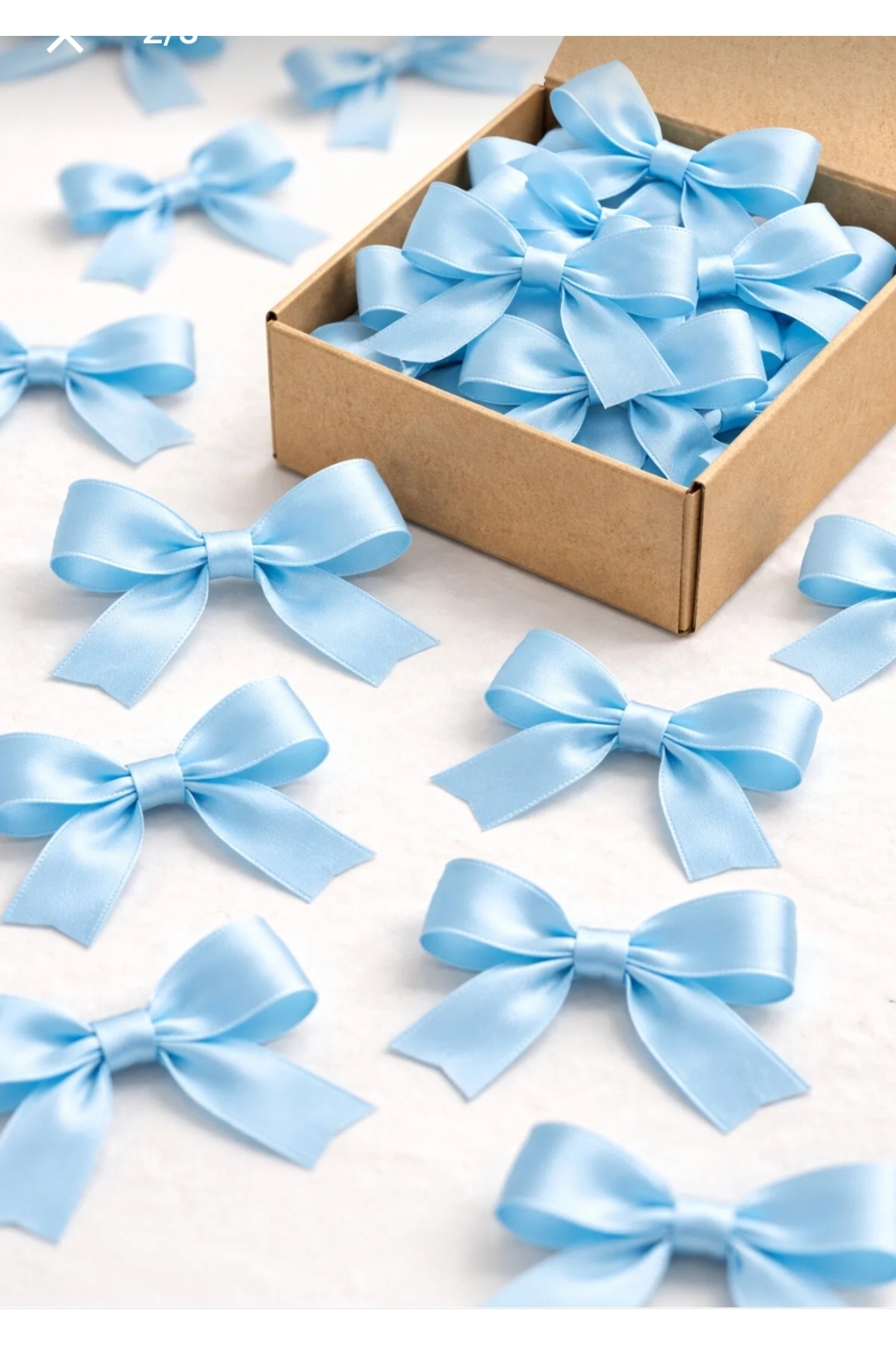 Baby Blue Bow Satin Ribbon 10 mm - Wedding Candy , Gift and Balloon Ornament Birthday 50 Pieces
