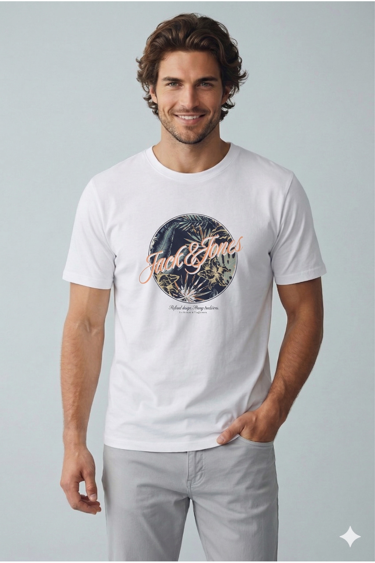 تی شرت مردانه سفید Jjhonolulu Shape کد ۱۲۲۸۸۰۸۸ جک اند جونز تی شرت Jack & Jones