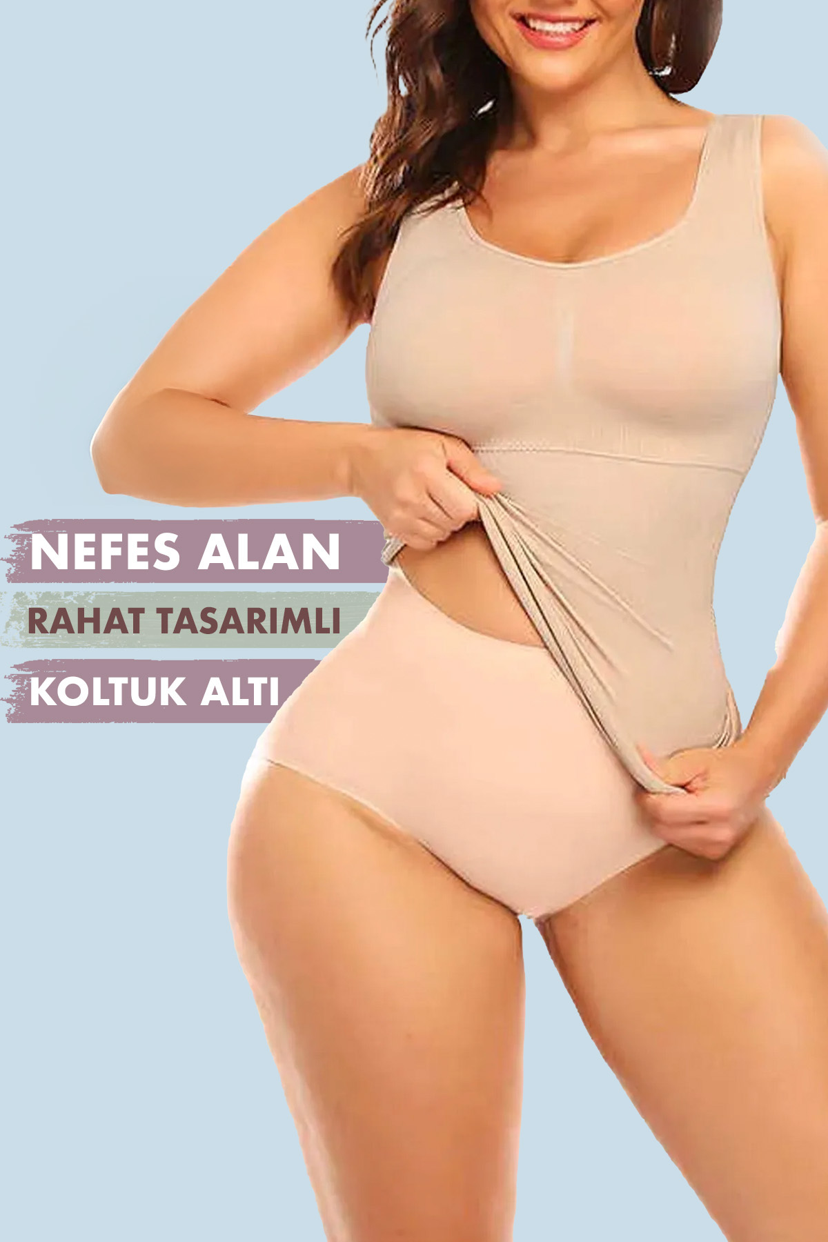 ALEXANDER HUD Kadın Toparlayıcı Korse Atlet Göğüs Göbek Bel Sıkılaştırıcı Seamless Dikişsiz Şekillendirici İki Beden İç Çamaşır Atlet Korse Ten Rengi görsel 7