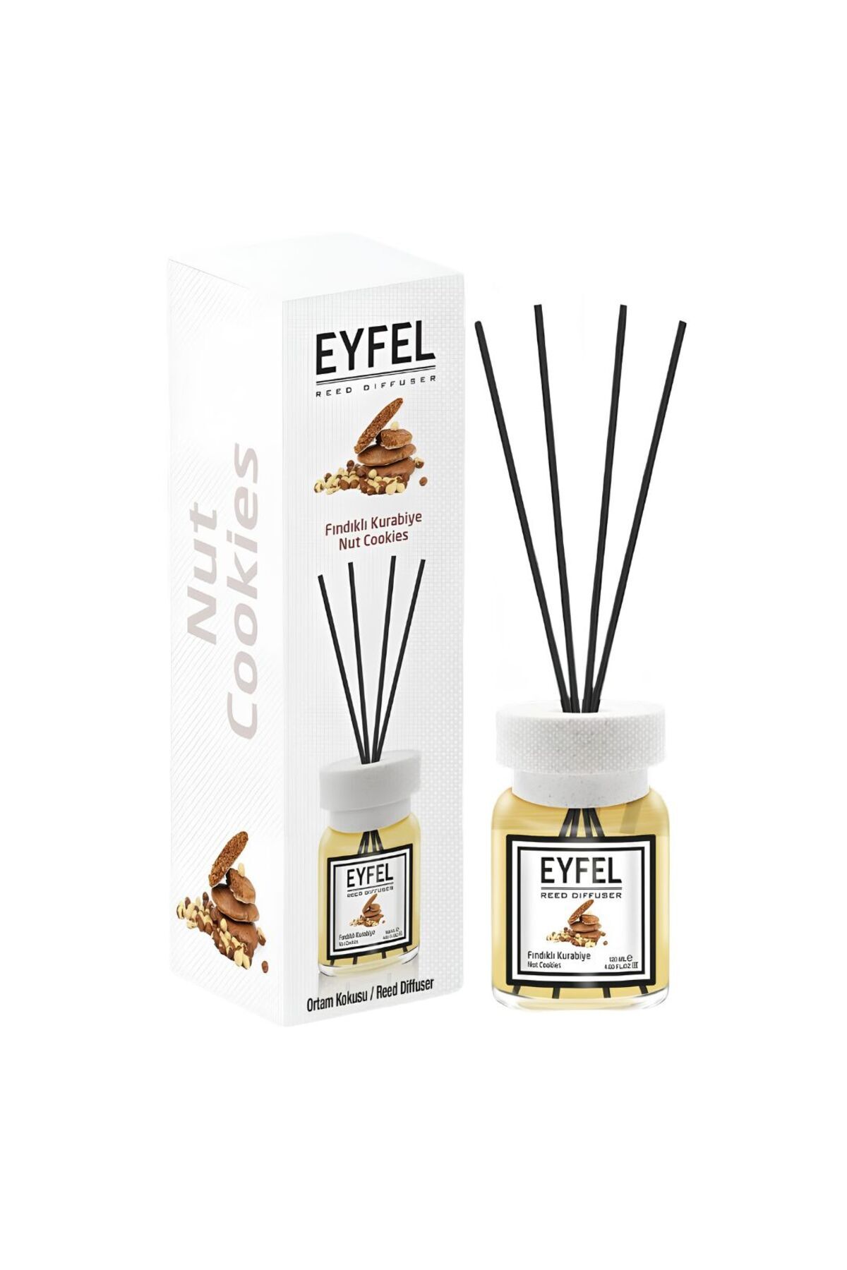 Eyfel Odorizant de cameră cu bețișoare 120ml, Fursecuri cu nuci,