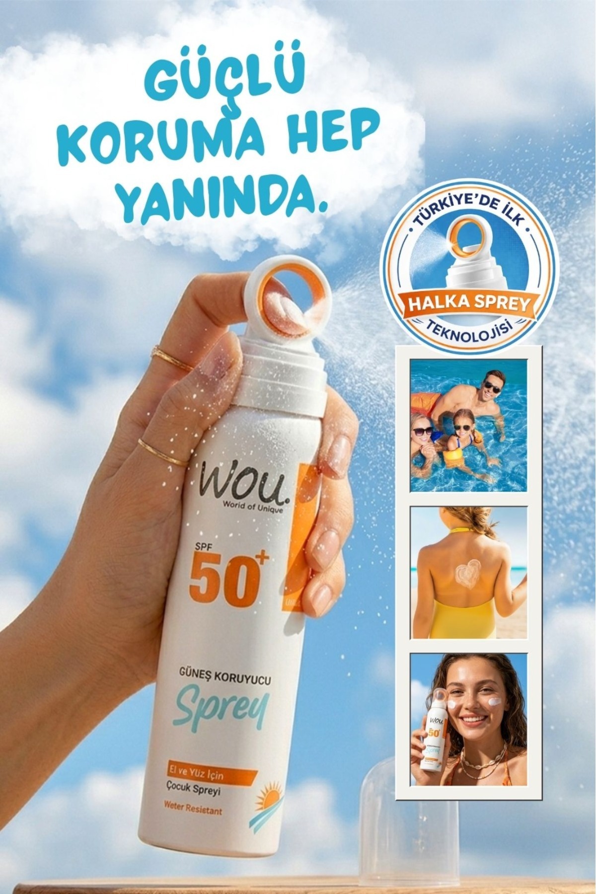 Yeni Nesil Güneş Koruyucu Sprey 50spf. Özel Halka Sprey Teknolojisi 150ml — SPREYGÜNEŞ — تصویر 4 از 8