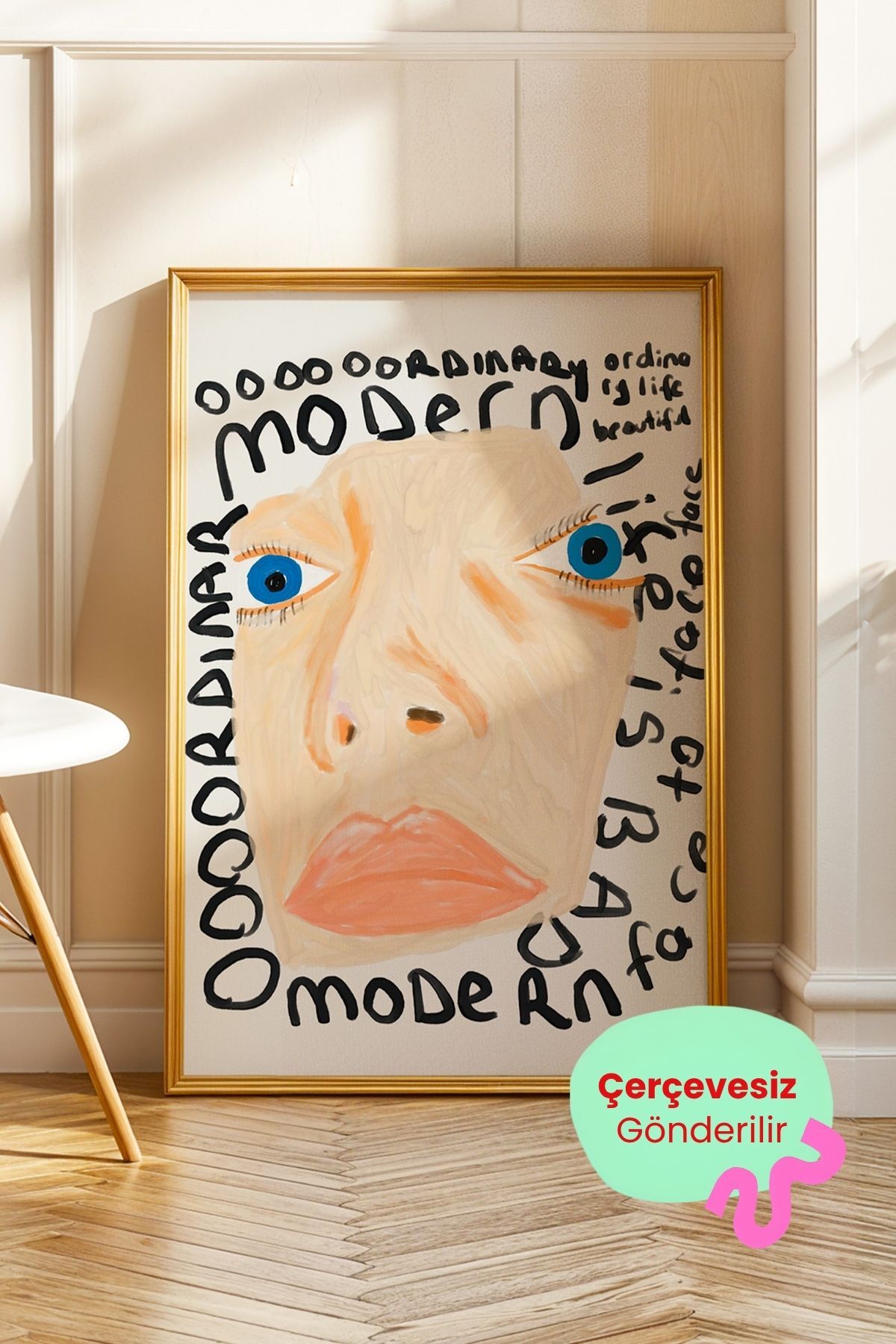 Soyut Yüz Portre Tablo Poster Modern Duvar Dekoru Çerçevesiz