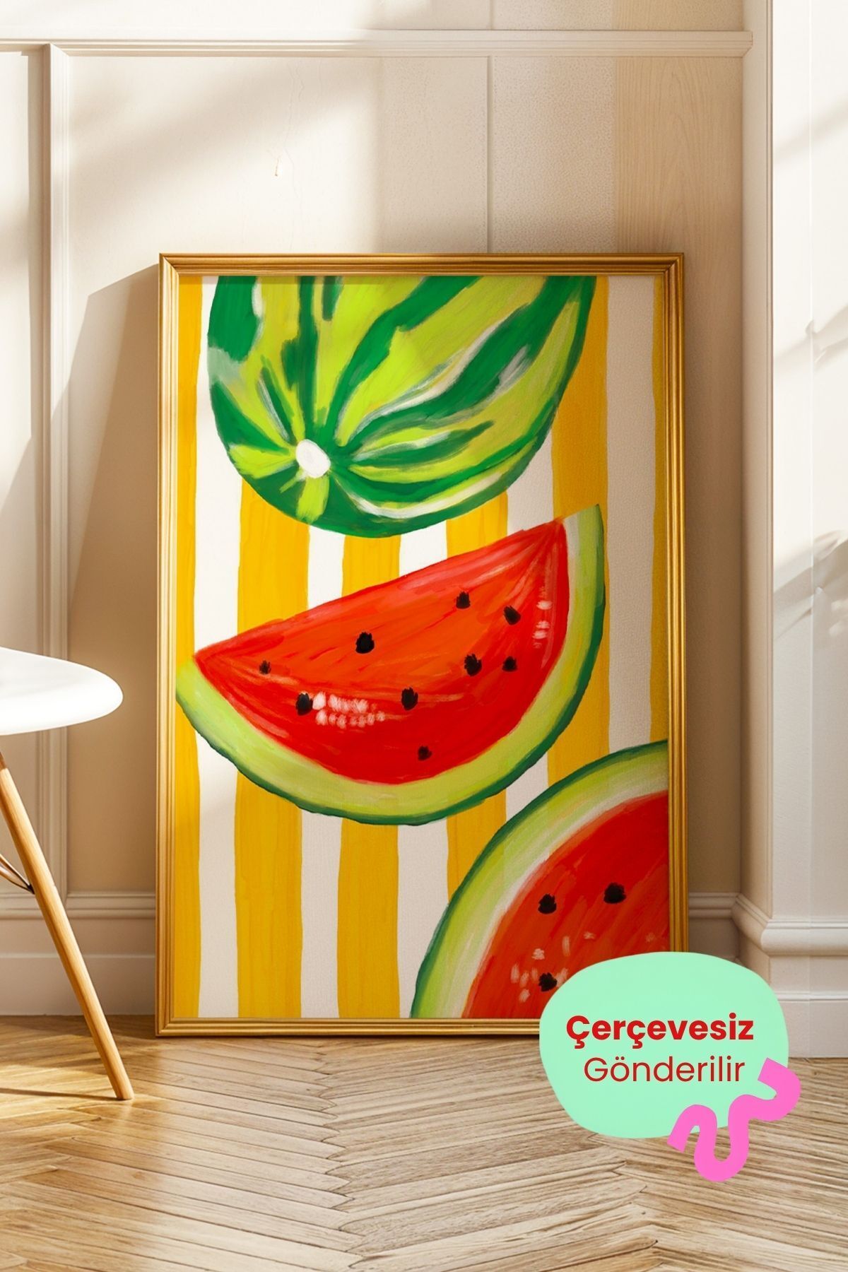 Karpuz Tablo Modern Meyve Poster Yaz Temalı Mutfak Duvar Dekoru Çerçevesiz