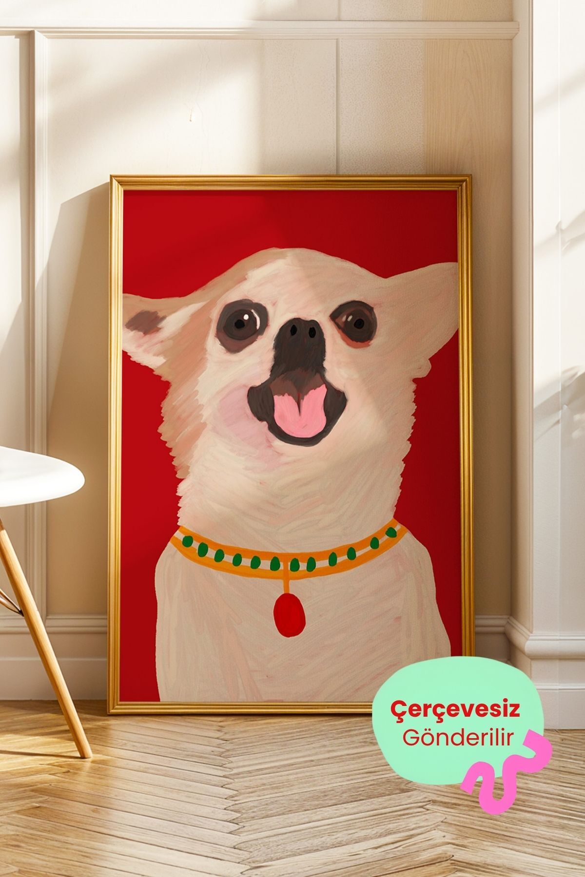 Sevimli Köpek Portre Poster Evcil Hayvan Temalı Modern Dekoratif Duvar Tablosu Çerçevesiz