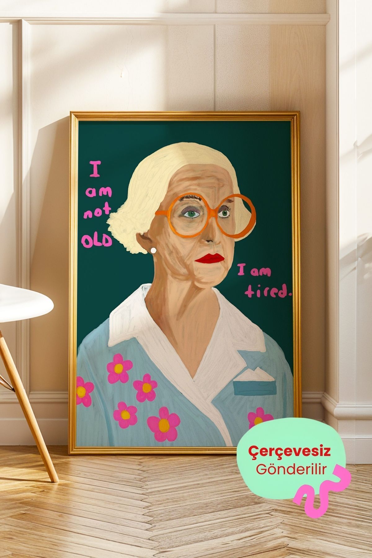 Kadın Portre Tablo Modern Yazılı Poster Pop Art Duvar Dekoru Çerçevesiz