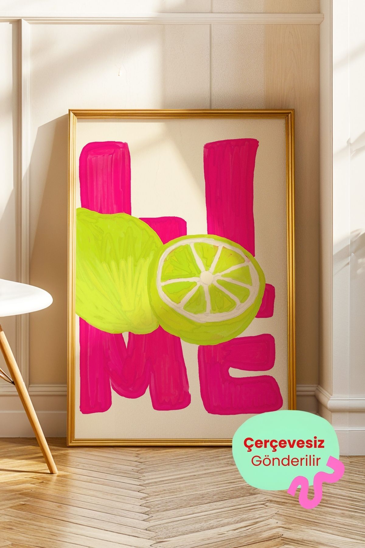 Lime Limon Tablo Yazılı Modern Mutfak Poster Pop Art Meyve Duvar Dekoru Çerçevesiz