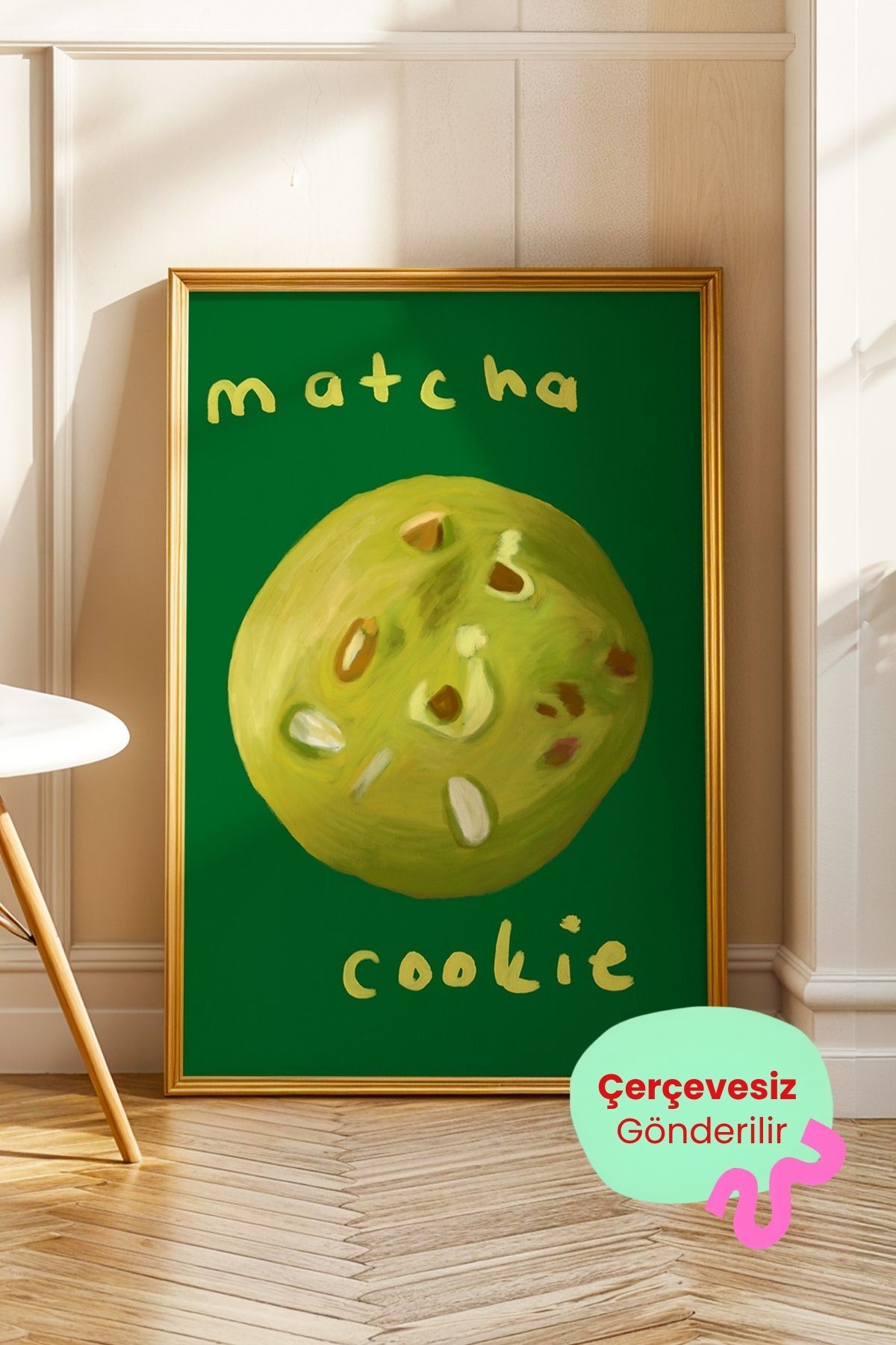 Matcha Cookie Tablo Modern Mutfak Poster Tatlı İllüstrasyon Duvar Dekoru Çerçevesiz