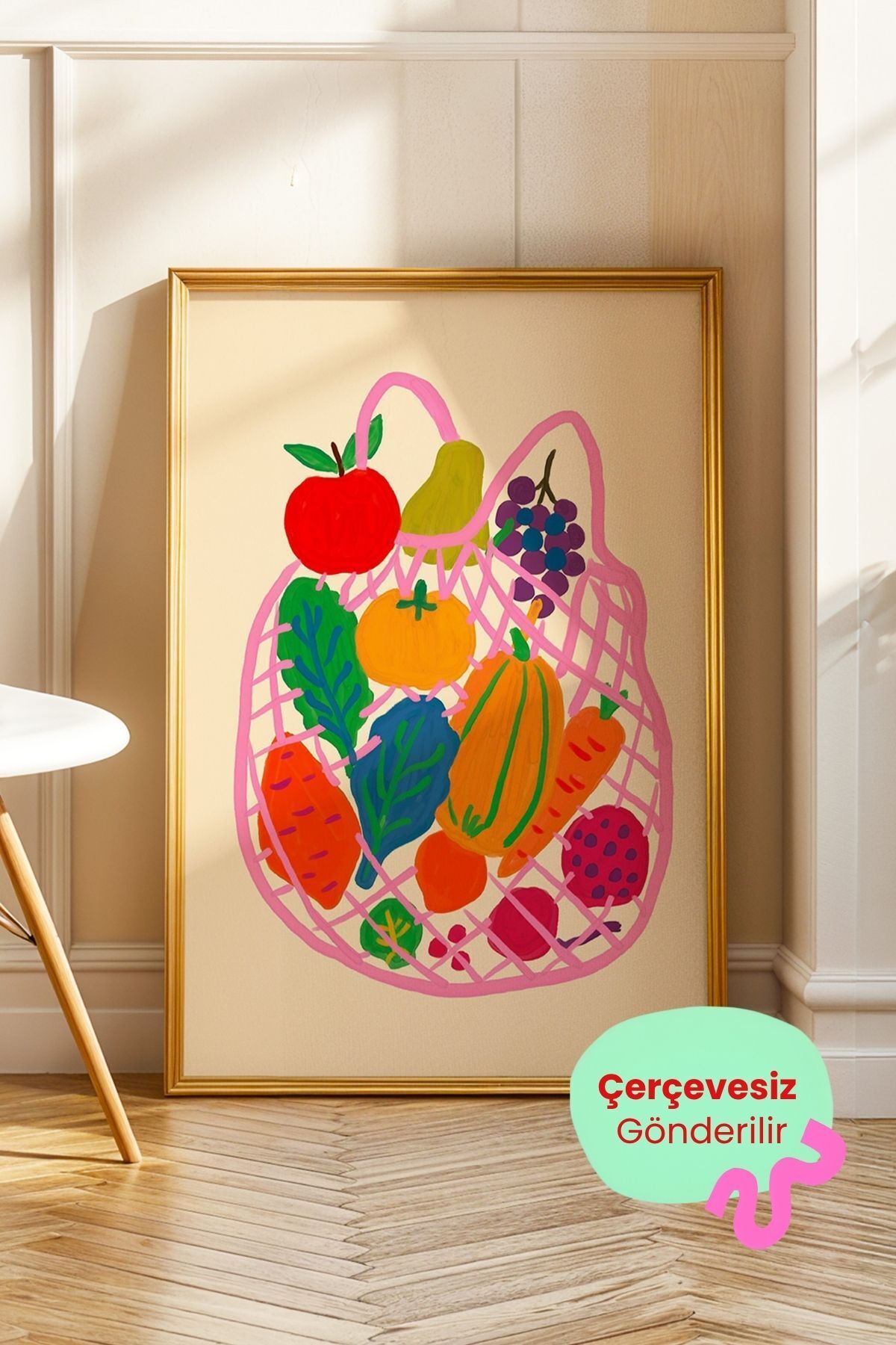 Sebze Meyve Tablo Modern Mutfak Poster Dekoratif Duvar Dekoru Çerçevesiz