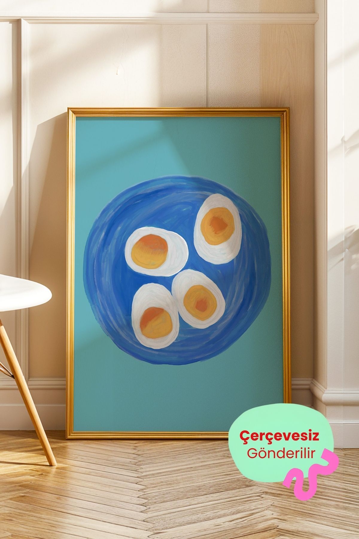 Yumurta Desenli Tablo Minimal Mutfak Poster Duvar Dekoru Çerçevesiz