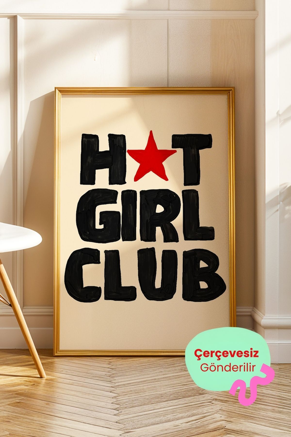 Girl Power Poster Yazılı Modern Duvar Dekoru Çerçevesiz