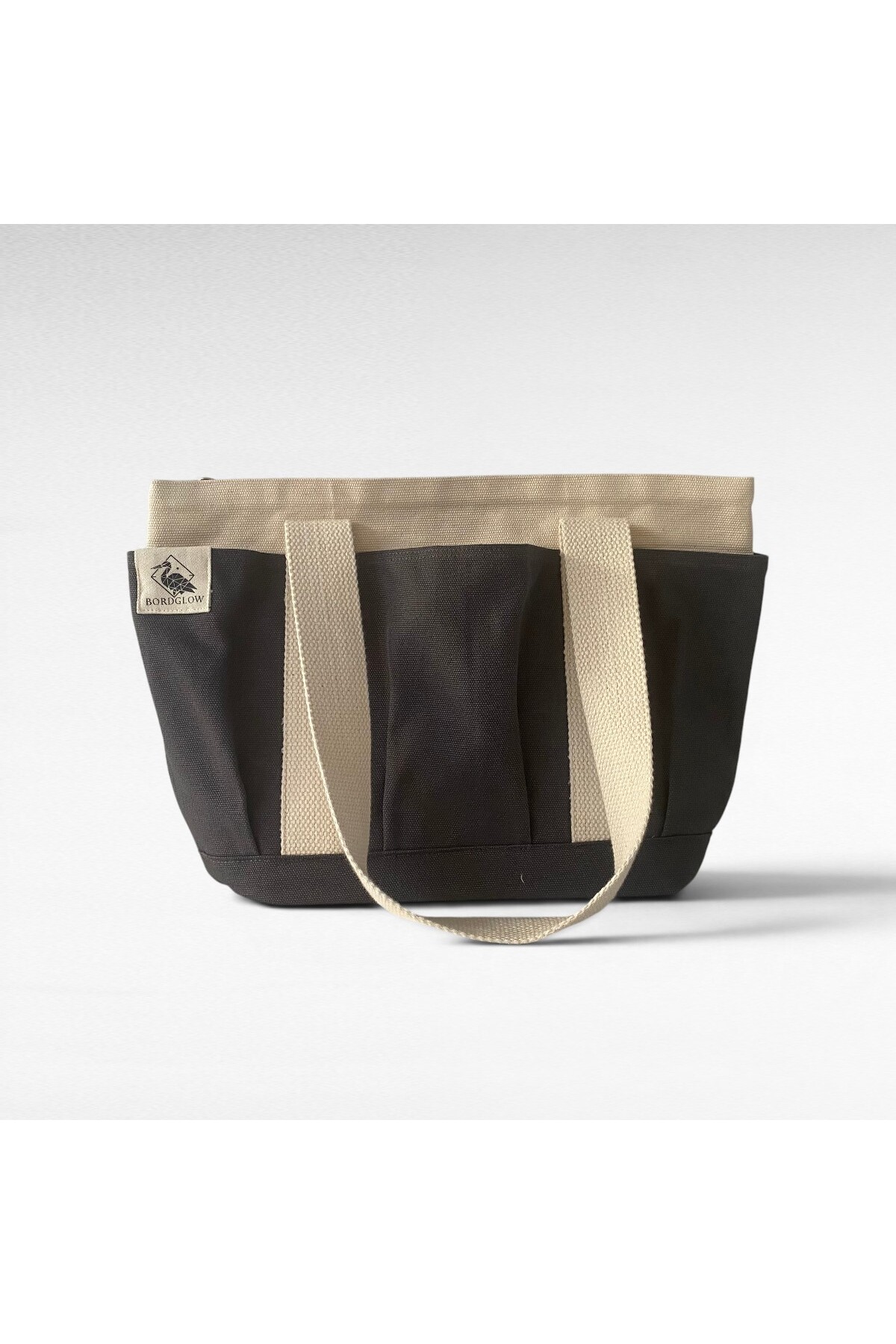 Bordglow PlusGlow Design Serisi, Füme Premium Kanvas Çanta - Tote Bag | 9 cep - Fermuarlı (40x26x12 cm) görsel 3