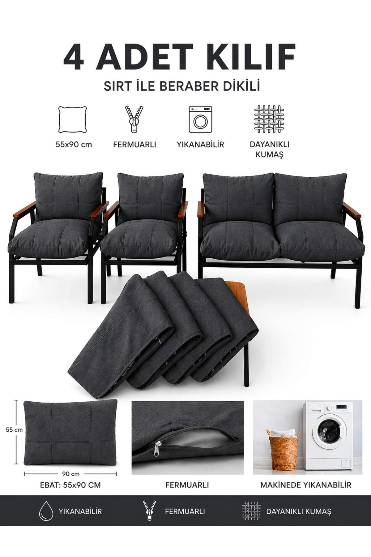 2+1+1 Garden Furniture Pouch Anthracite Color