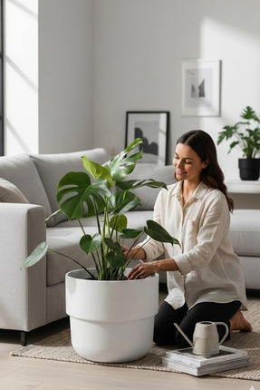TEMMUZ HOME Kuple Premium Serisi 26 Lt Modern Tasarım Saksı - Salon ve Balkon...