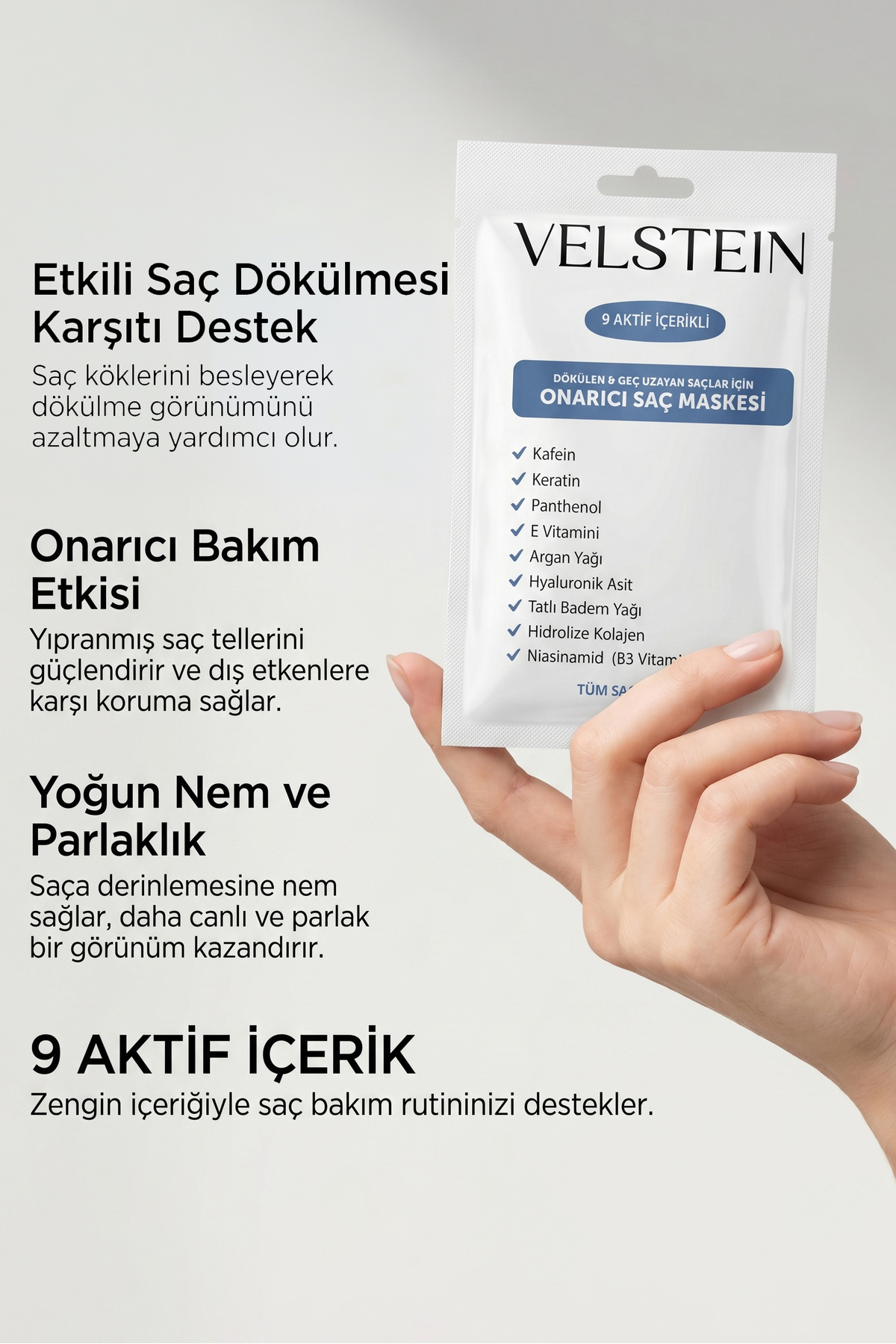 9 Aktifli Aşırı Yıpranmış Ve Dökülen Saçlar Için Hızlı Saç Uzatan Besleyici Onarıcı Saç Maskesi — 88765647 — تصویر 4 از 7