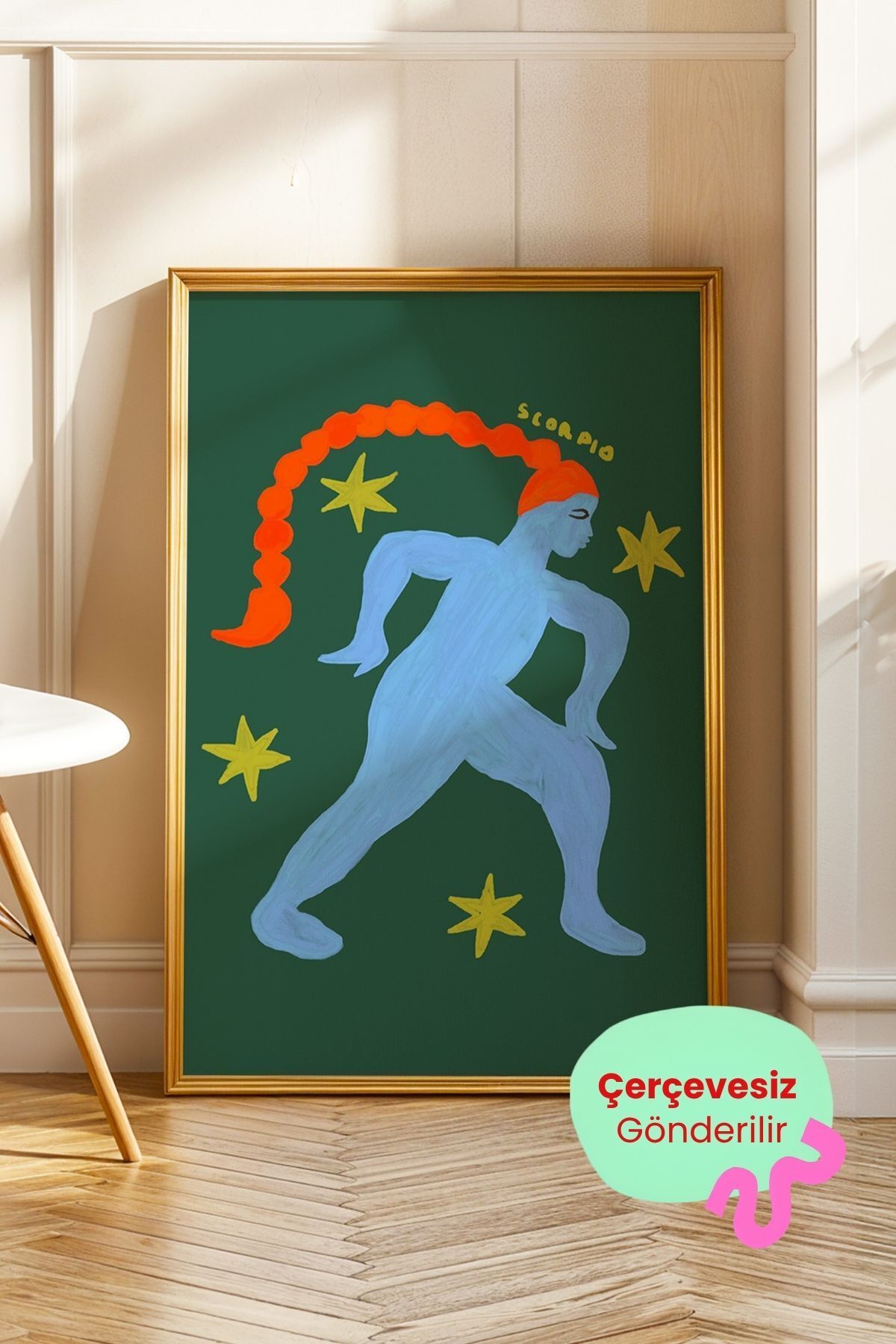 Akrep Burcu Tablo Modern Astroloji İllüstrasyon Poster Duvar Dekoru Çerçevesiz
