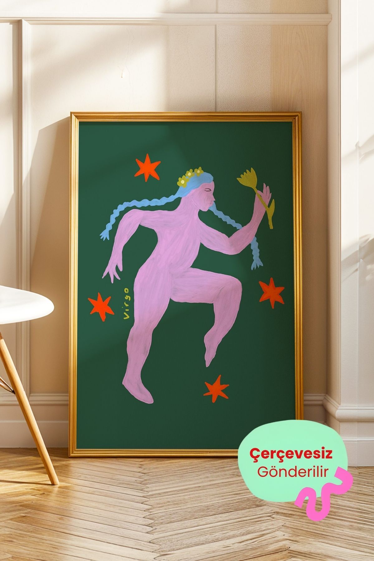 Başak Burcu Poster Modern Astroloji Kadın Figürlü Tablo Ev Duvar Dekoru Çerçevesiz