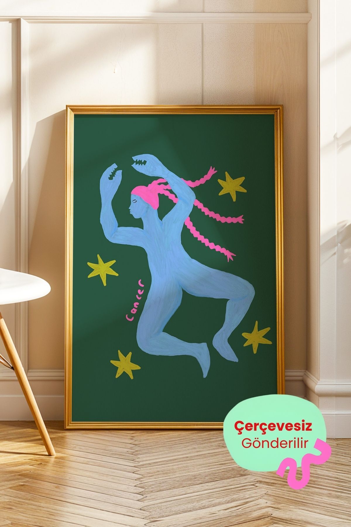 Yengeç Burcu Tablo Modern Astroloji İllüstrasyon Poster Duvar Dekoru Çerçevesiz