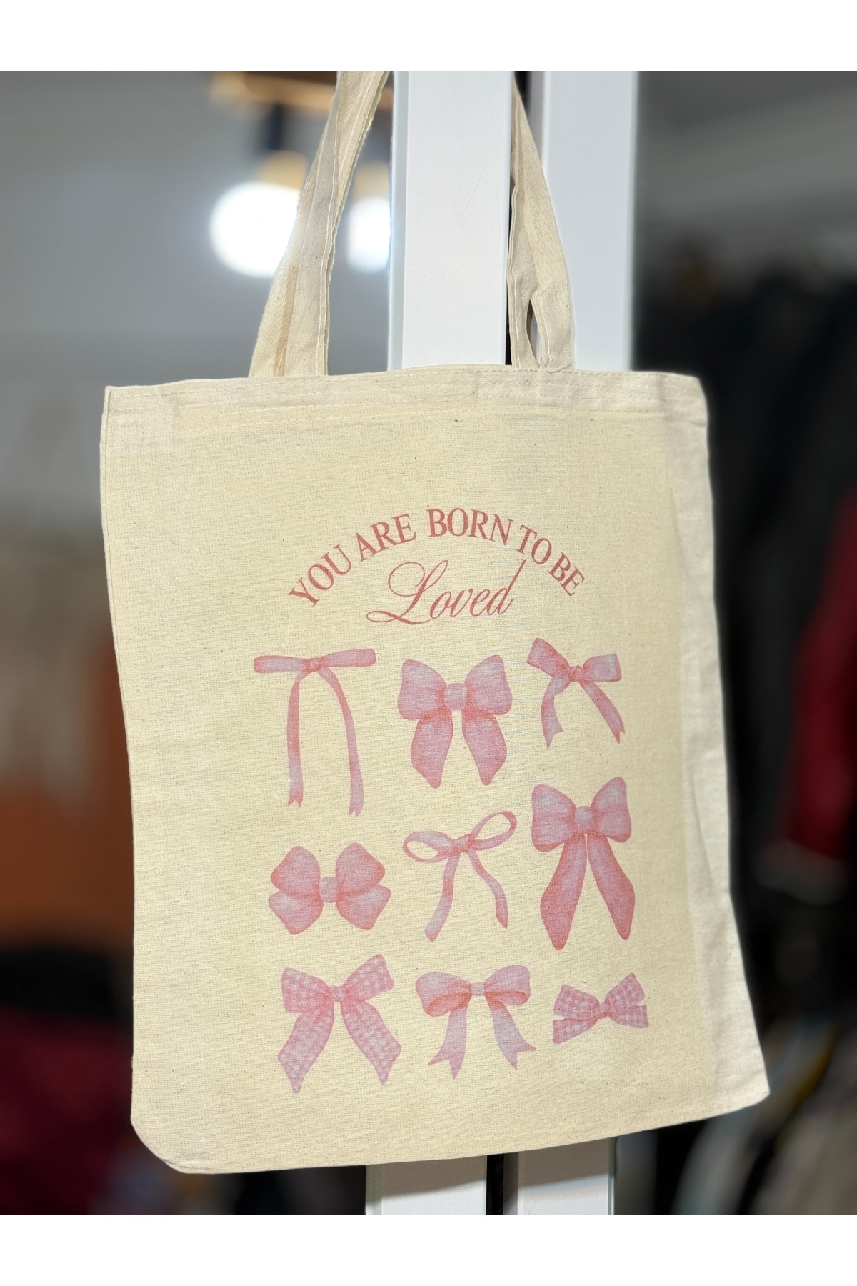 redame İnce Bez Çanta Born To Be Loved Bows Coquette Kurdeleler Y2k Retro Unisex Tote Bag görsel 2