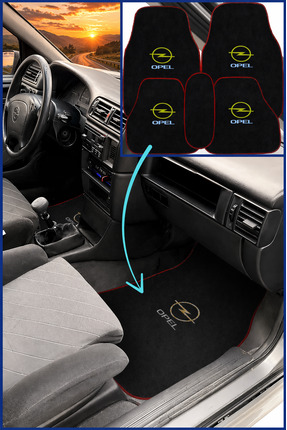 ulustekstil Opel Vectra A Kasa Uyumlu 5 Parça Nakışlı Siyah Oto Halı Paspas S...