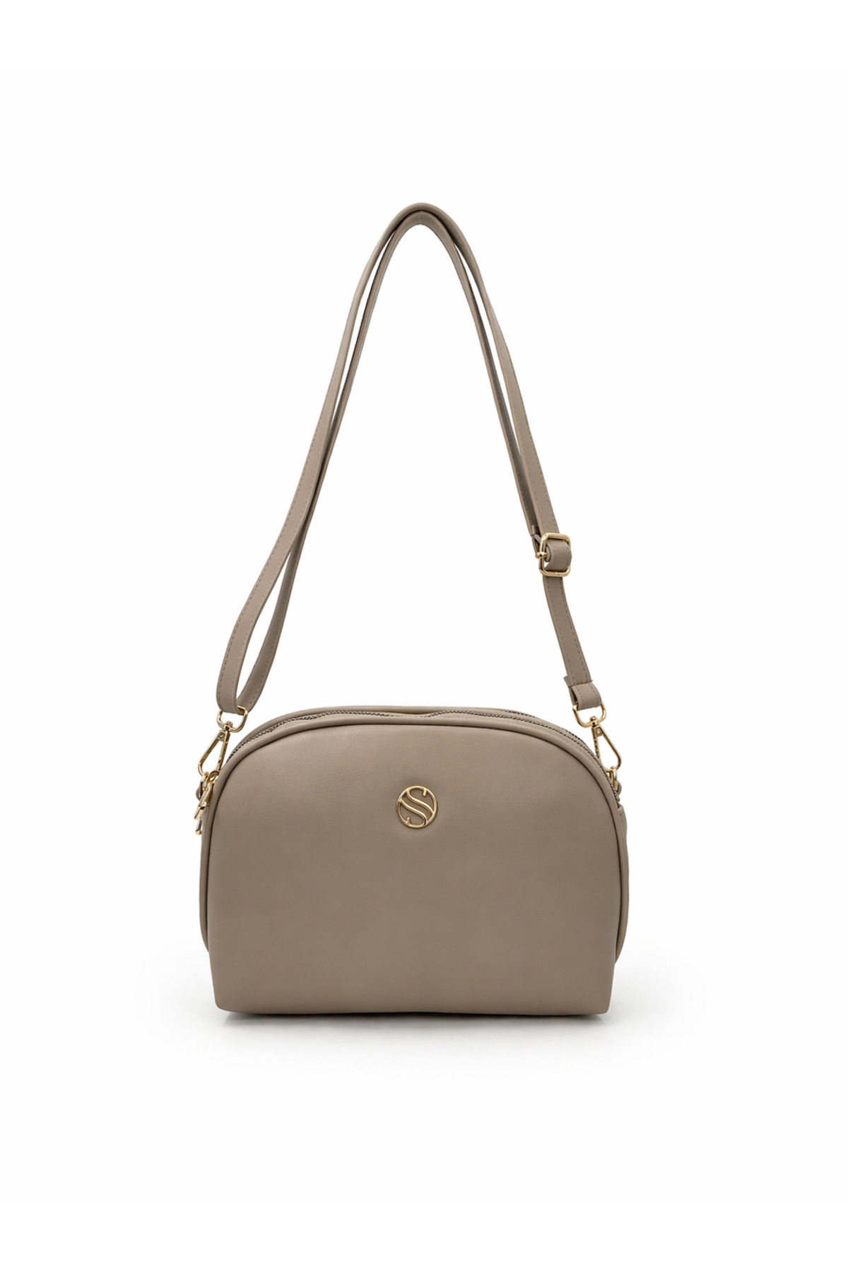 Women Crossbody 3 Zip Double Metal Zipper Gold Accessory Shoulder Bag