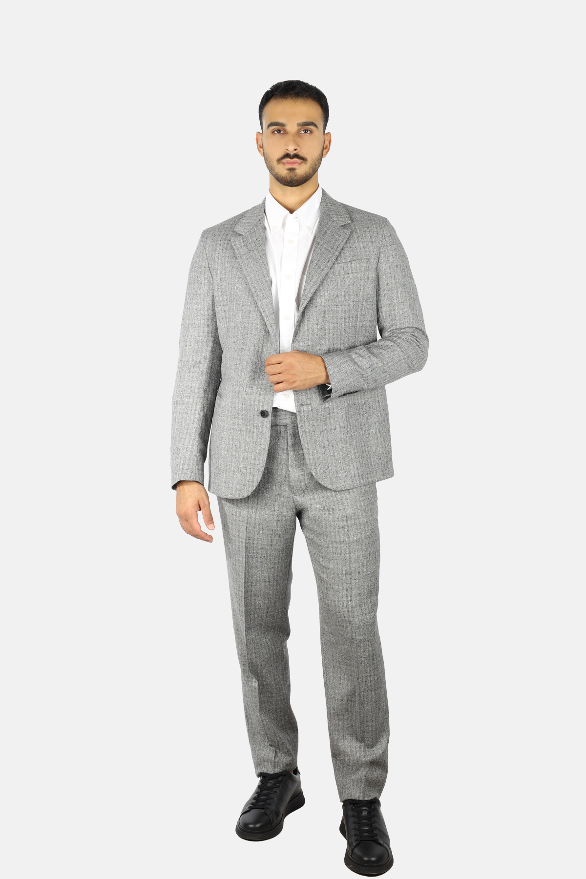 Emporio Armani Men's Regular Fit 100% Pure Wool Micro Patterned