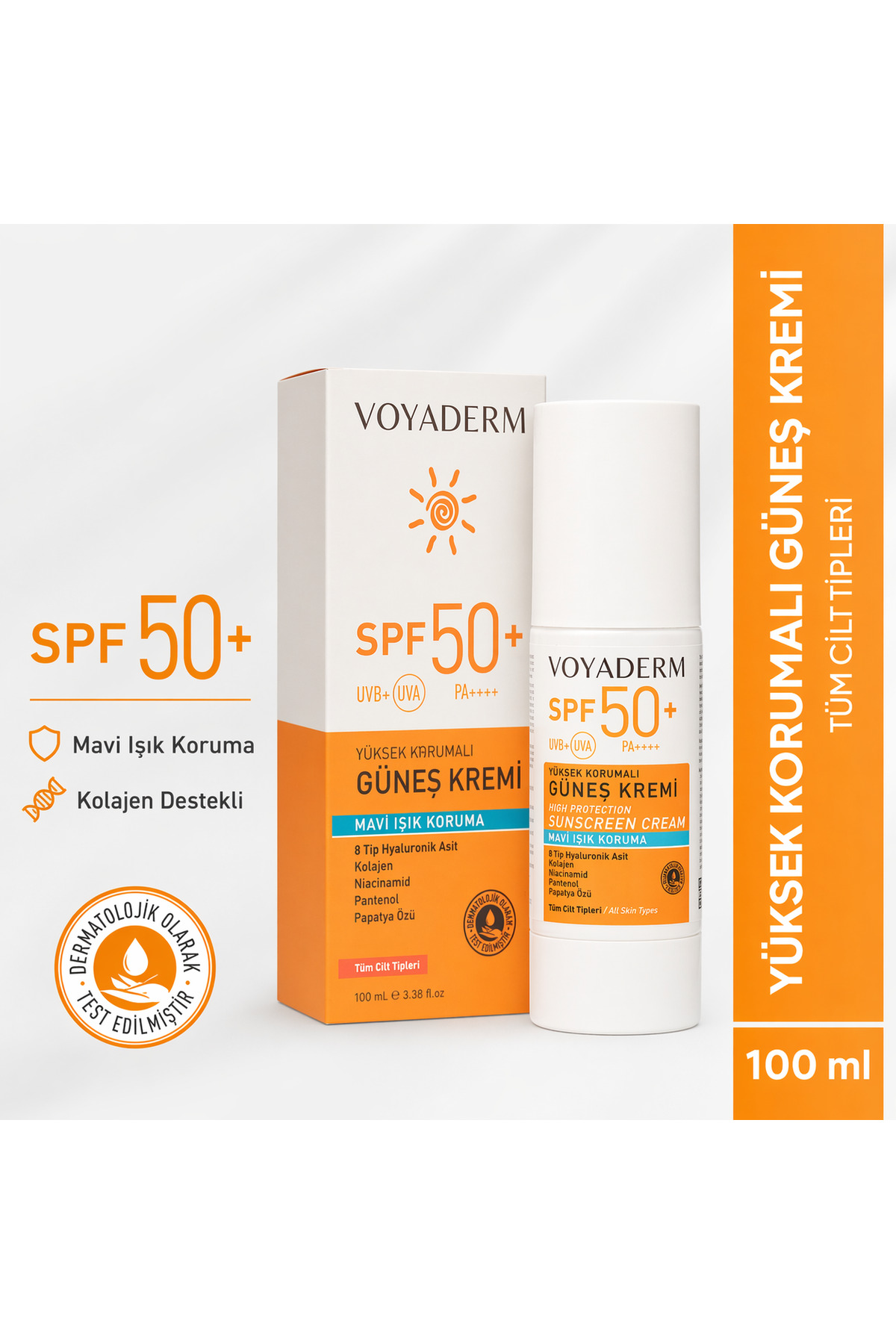 SPF50+ Yüksek Korumalı Yüz Güneş Kremi 100 ml — VD001 — تصویر 3 از 7