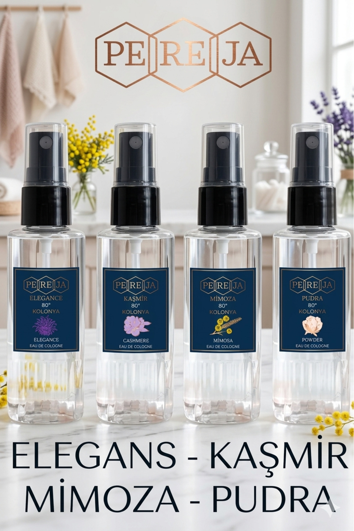 Pereja 4'lü Kolonya 50 ml Elegance-mimoza-pudra-kaşmir - Fiyatı