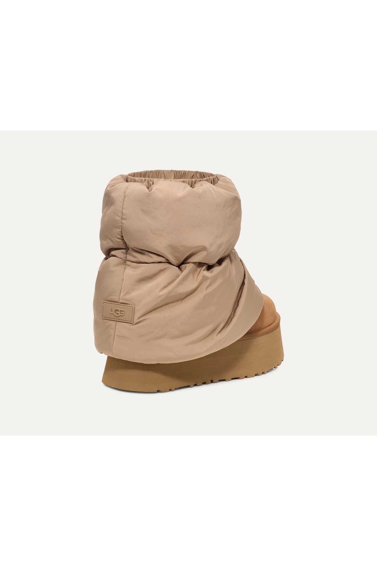 UGG Kadın Süet Topuk Dolgu Neopren Gövde Boğaz Kısmı Çorap Geçmeli Taba Bot & Bootie görsel 4
