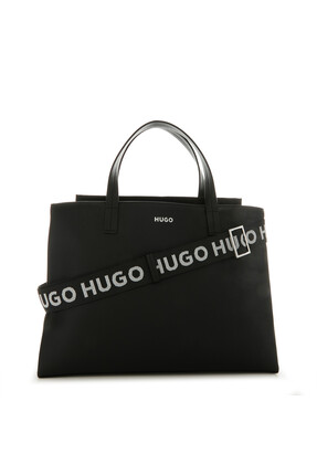 HUGO Kadın Tote Logo Şerit Askılı Omuz Çantası Siyah