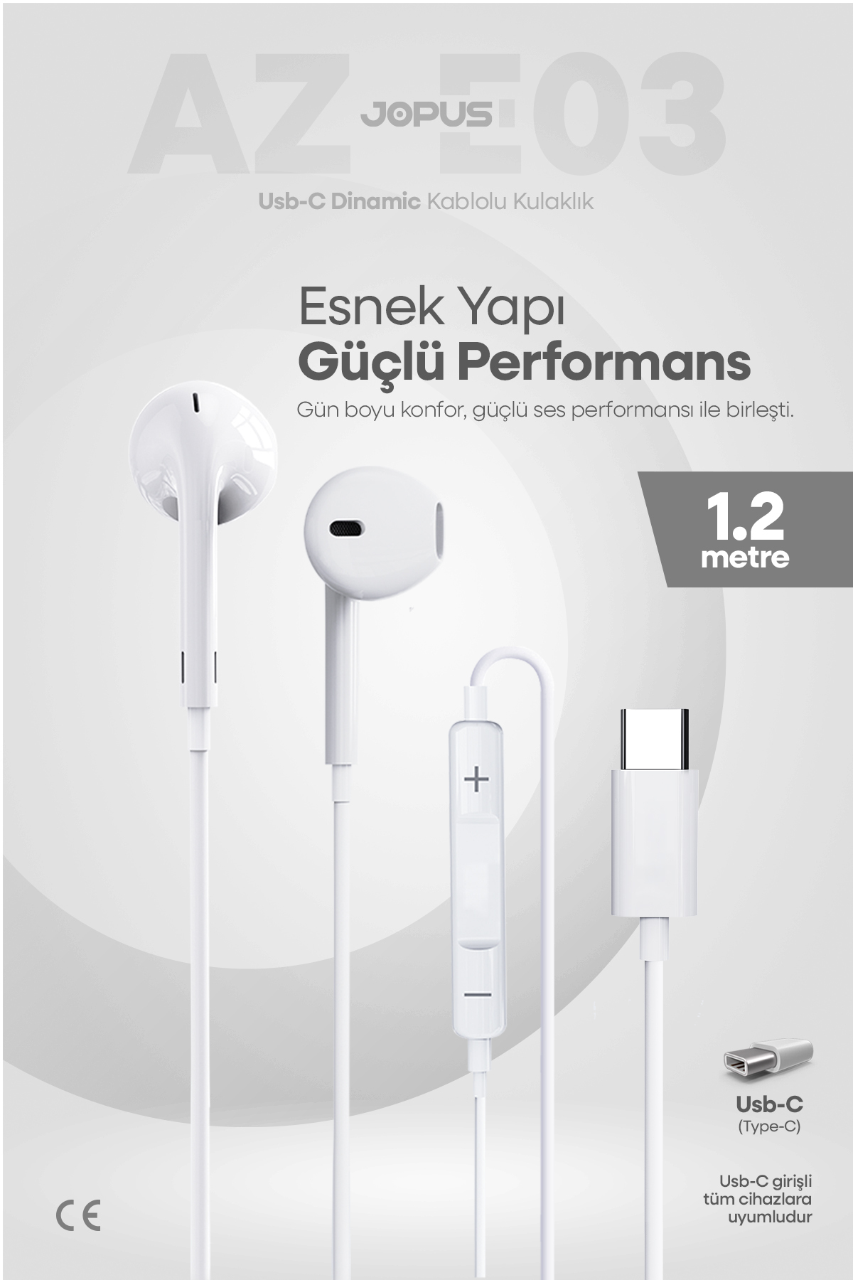 Iphone 15-16-17 Series Compatible PLUG AND PLAY - Iphone Samsung Redmi Type-C Wired Headset AZ-E03