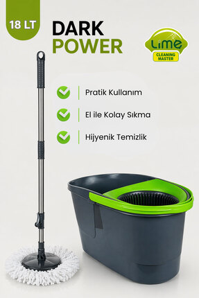 Lime Dark Power Otomatik Temizlik Seti-18 L-Otomatik Kendinden Sıkmalı Kova M...