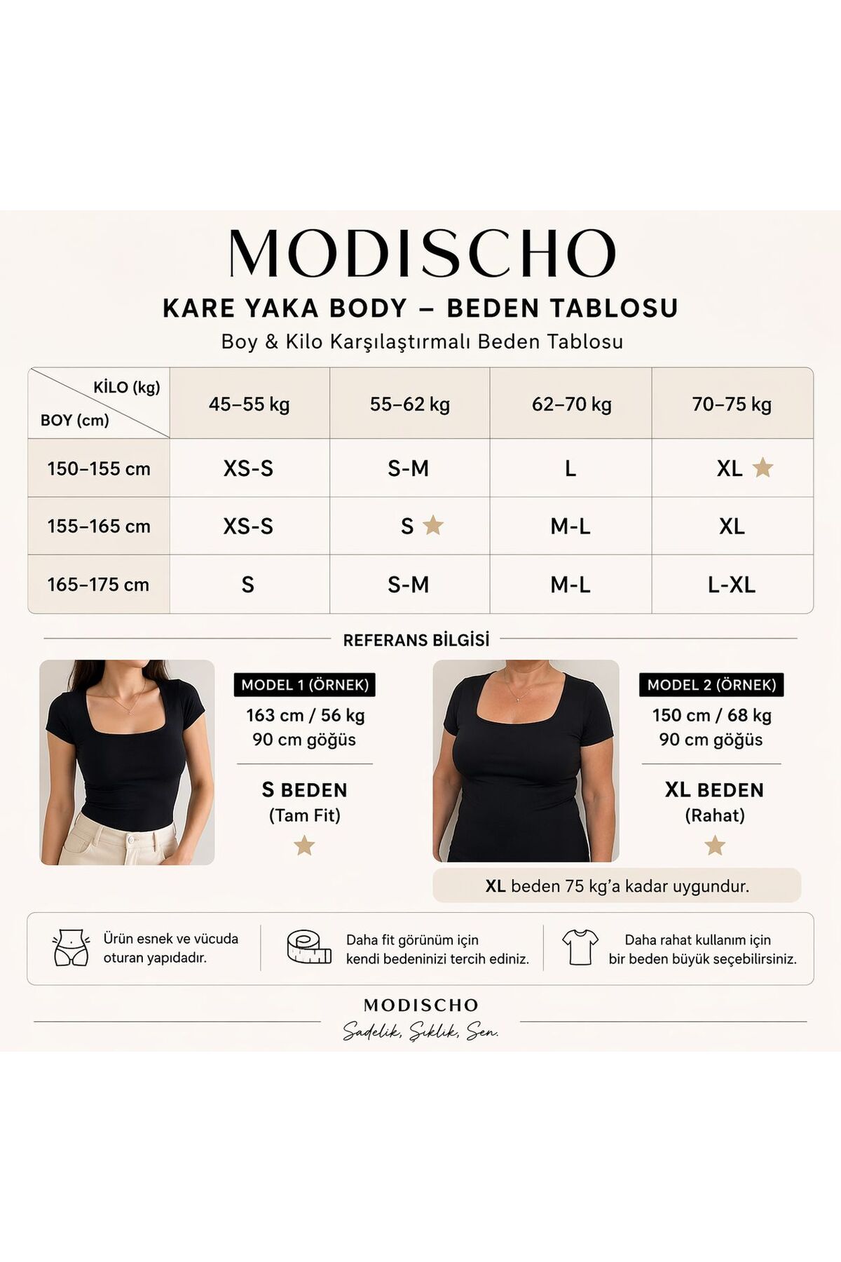 MODiSCHO Kadın Siyah Kare Yaka Slim Fit Pamuklu Ultra Soft Likralı Kumaş Basic Bluz görsel 3