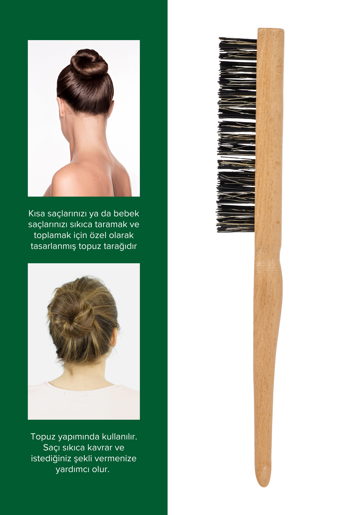 Professional Hair Wax Stick 75gr - Saç Sabitleyici ve Organik Topuz Fırçası Sleek Bun 2'li Set — 691-033 — تصویر 3 از 6