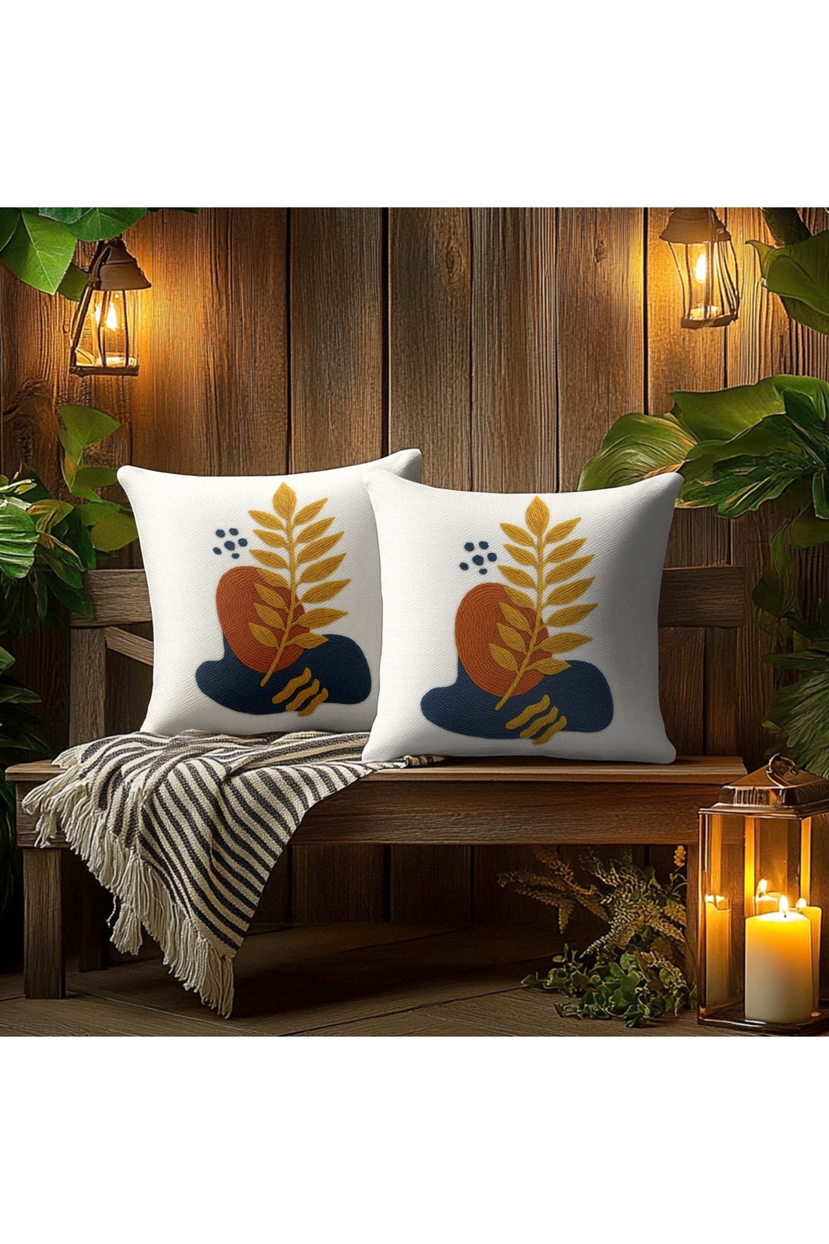 2 Pcs Double Sided Digital Printed Punch Punch Embroidery Pattern Square Pillow Covers