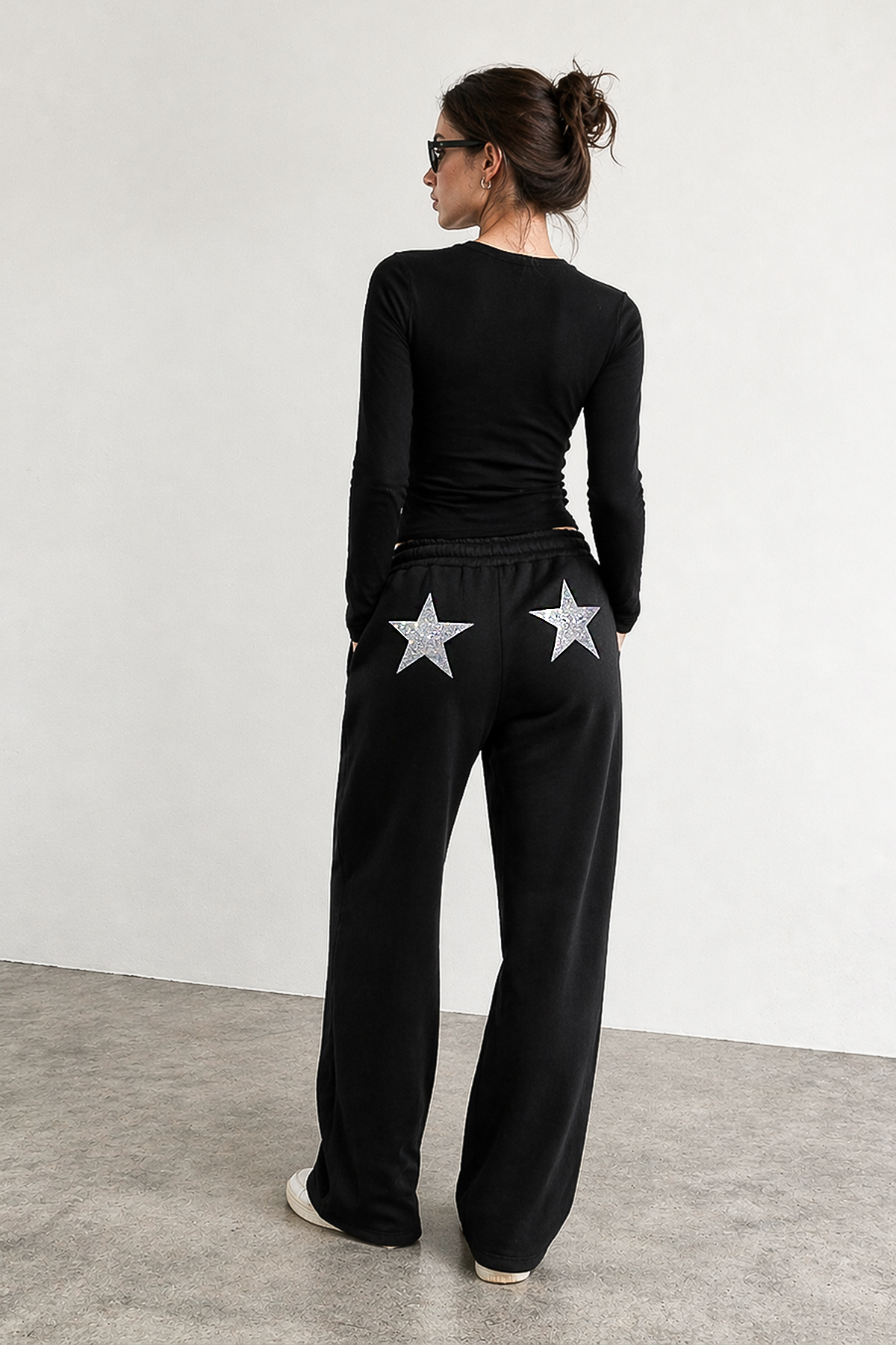 Summer Spring Women's Star Stone Printed Baggy Leg Adjustable Sweatpants