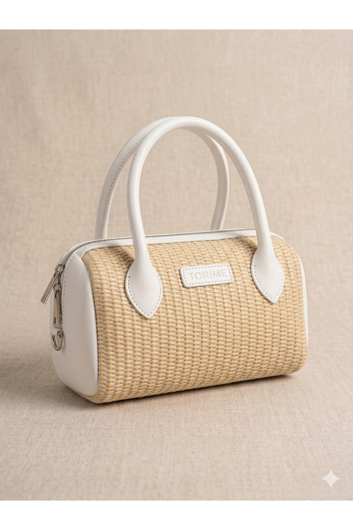 Women's Hand & Shoulder Bag with Wicker Leather Detail – Summer Mini Bag, Adjustable Strap