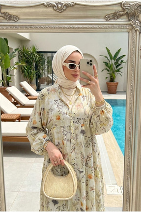Kirazca Butik Kadın Kat Kat Etekli Uzun Yazlık Elbise