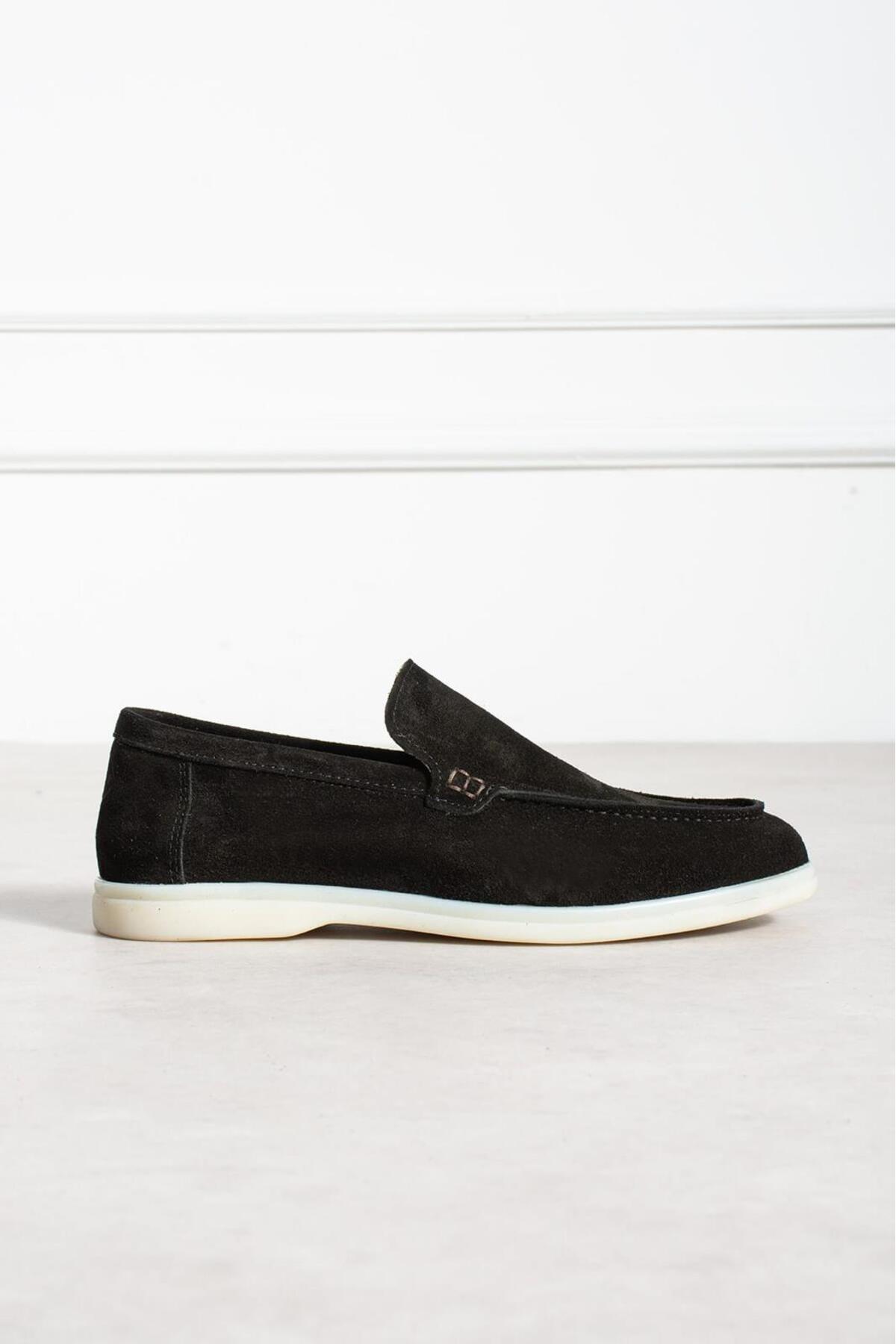 NİGHT Collection Alviano Shoes Yaz Sezonu Siyah Süet Loafer Erkek