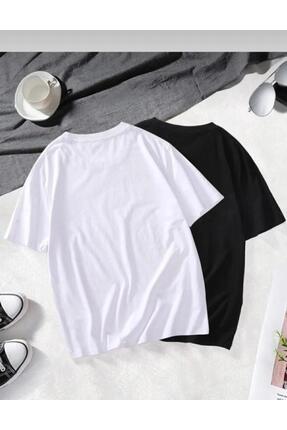 GKN WEAR Düz Renk Oversize Tişört Beyaz Siyah Günlük Kombin