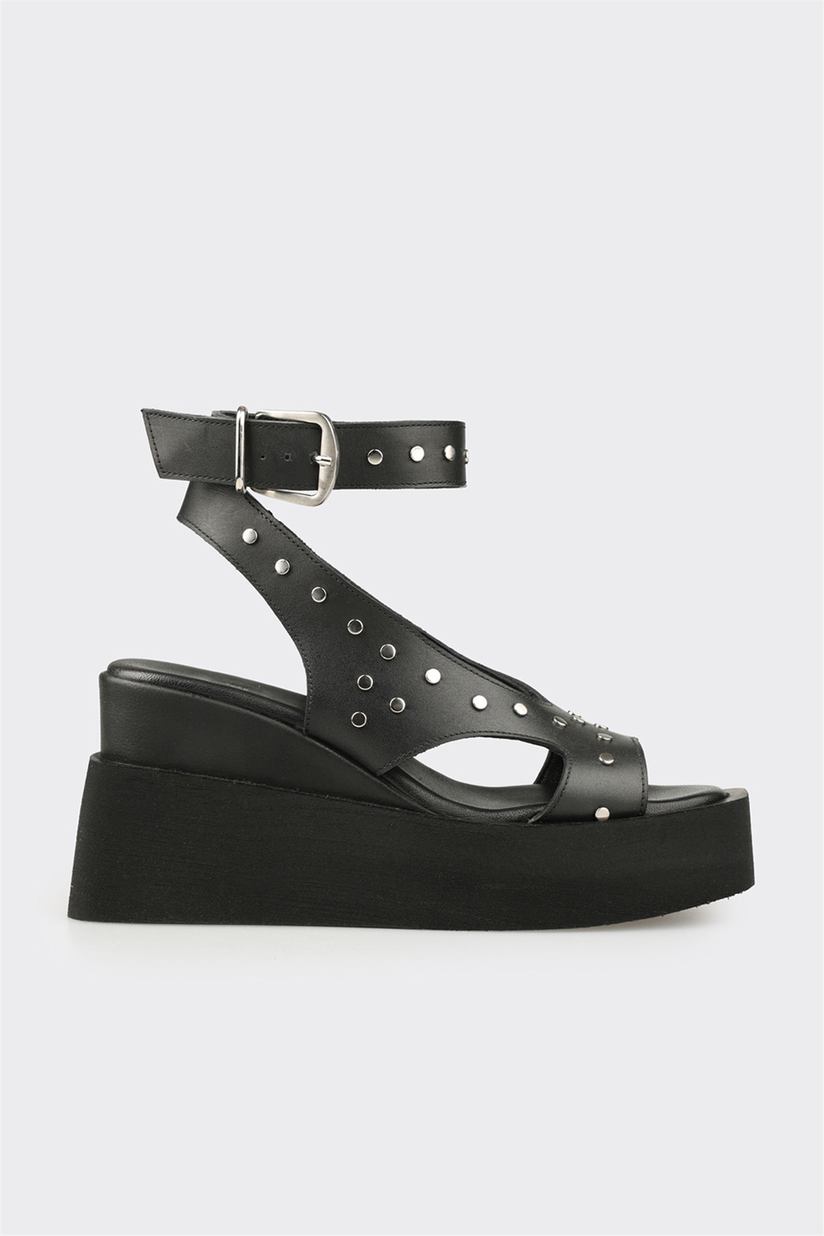 Women's Black Leather Sandals