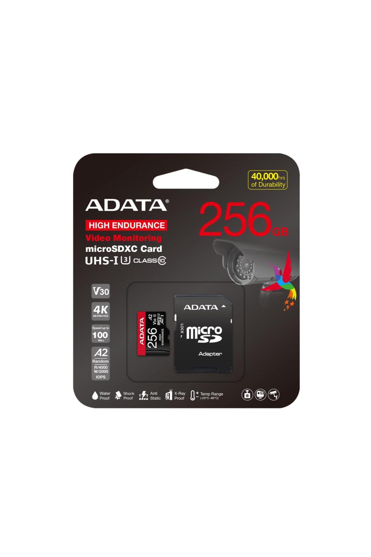Adata 256 Gb High Endurance Microsdxc 4K U3 V30 A2 Hafıza Kartı