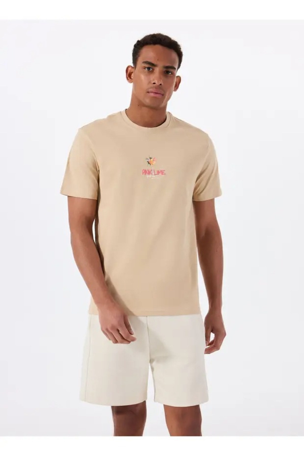 Only & Sons O Yaka Baskılı Açık Kahve Erkek T-Shirt ONSERHAN REG