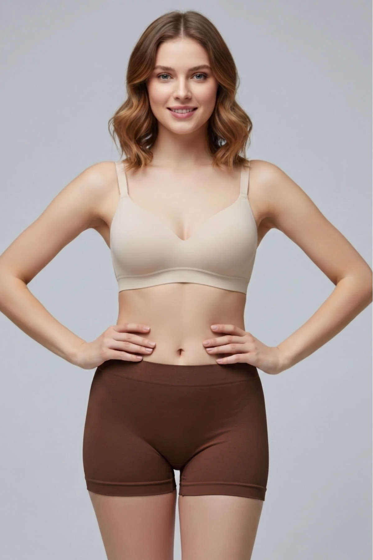 MİSTİRİK Moncorno Model Toparlayıcı Ve İz Yapmayan İz Belli Etmeyen Korseli Külot Kahve Renk görsel 3