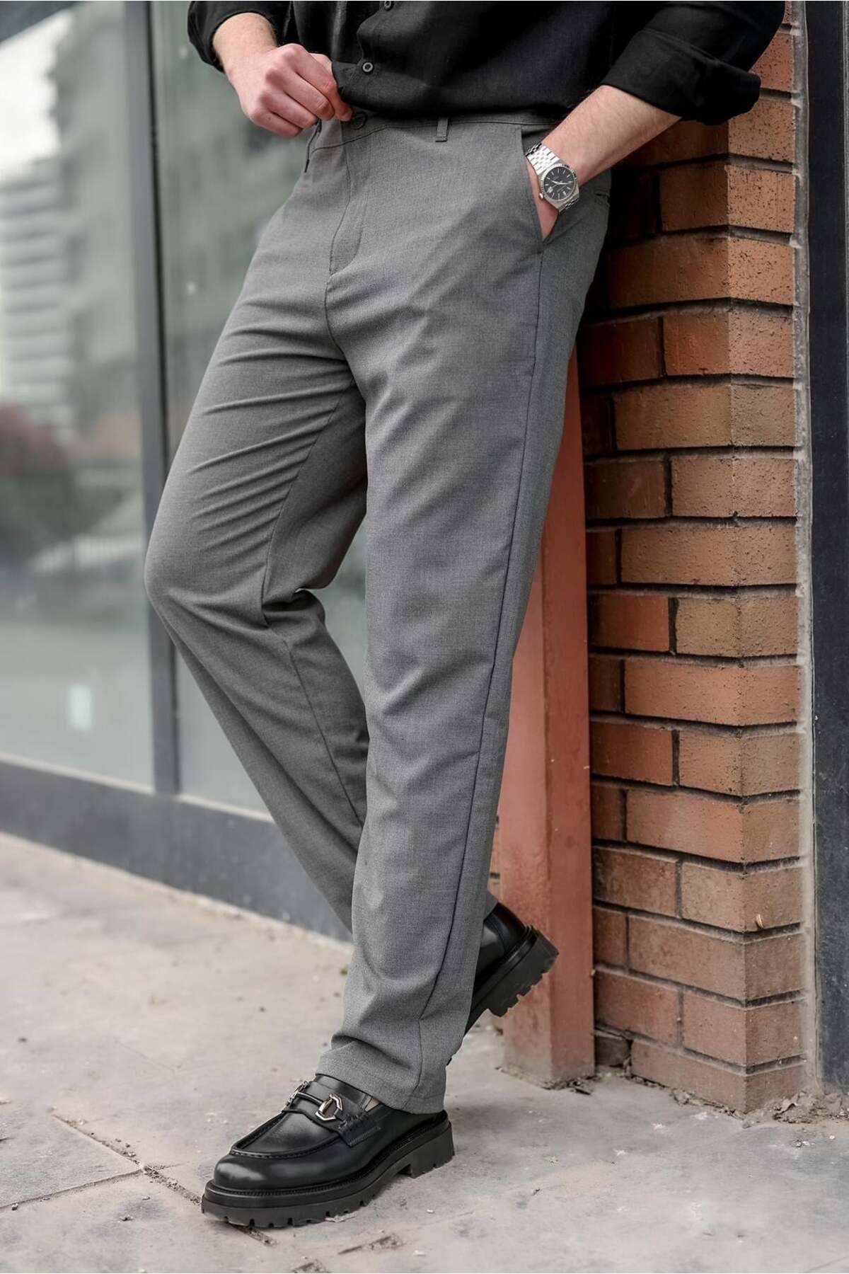 شلوار مردانه Anthracite Basic E6576 — خاکستری — تصویر 4 از 8