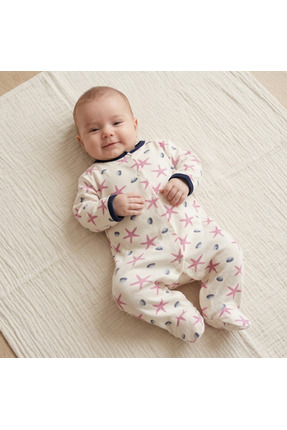 MIDIRIK ÇELEBİ bebe Deniz Yıldızı Desenli Çıtçıtlı Bebek Tulum - %100 Pamuk, ...