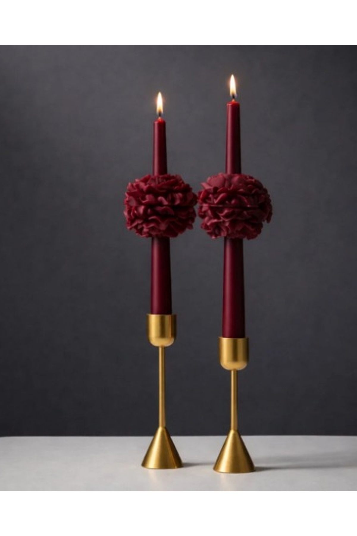 Vanilla Scented Candlestick Candle 2 Pieces Peony Candlestick Candle (Except Candlesticks)